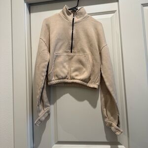 Cream Quarter-Zip Women's Top